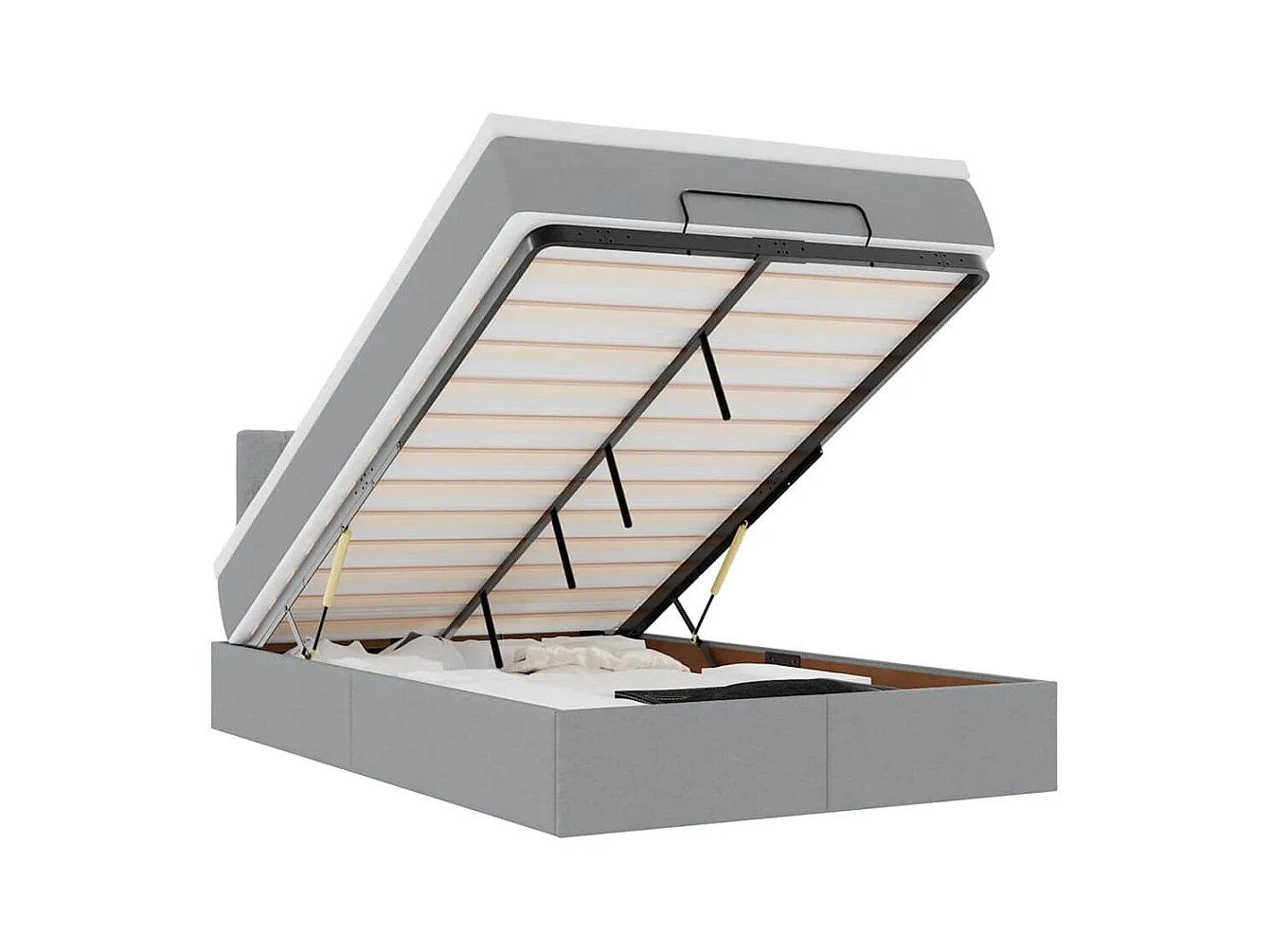 Lit ottoman avec matelas gris clair 120x200 cm tissu