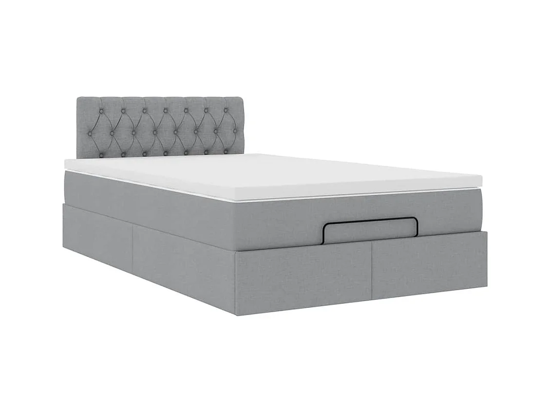 Lit ottoman avec matelas gris clair 120x200 cm tissu