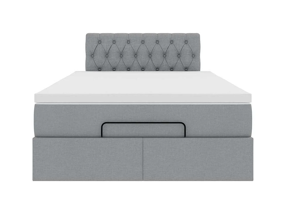 Lit ottoman avec matelas gris clair 120x200 cm tissu