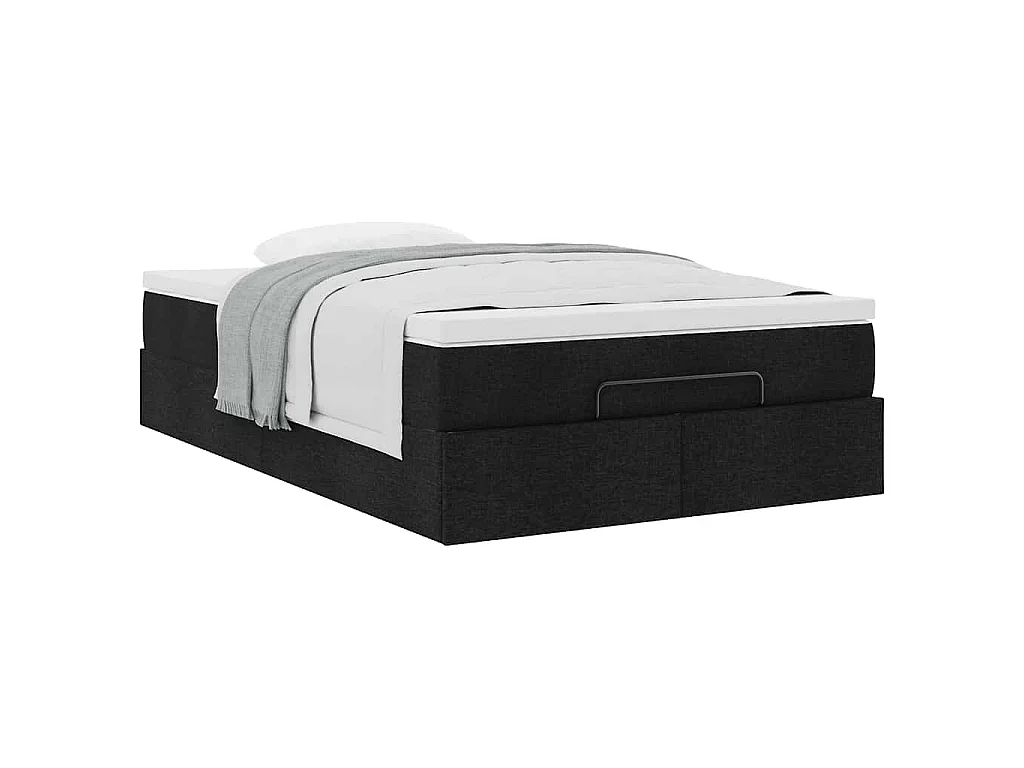 Ottoman-Bett mit Matratze Schwarz 120x200 cm Stoff