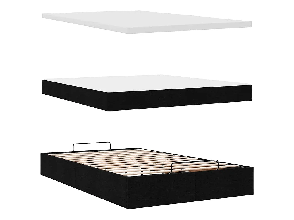 Ottoman-Bett mit Matratze Schwarz 120x200 cm Stoff