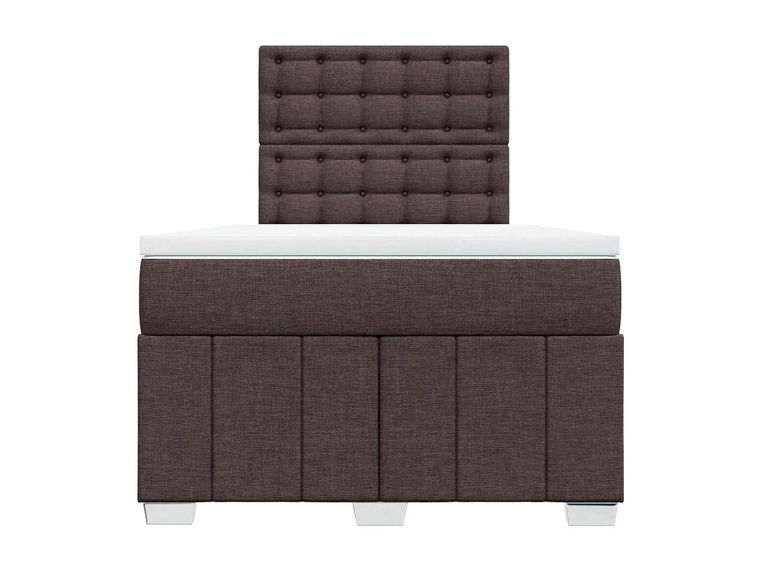 Cama box spring con colchón tela marrón oscuro 120x200 cm