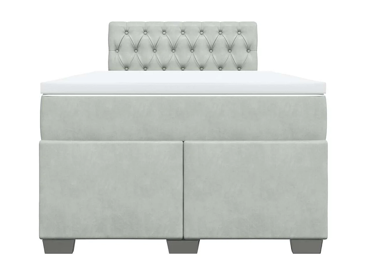 Cama box spring con colchón terciopelo gris claro 120x190 cm
