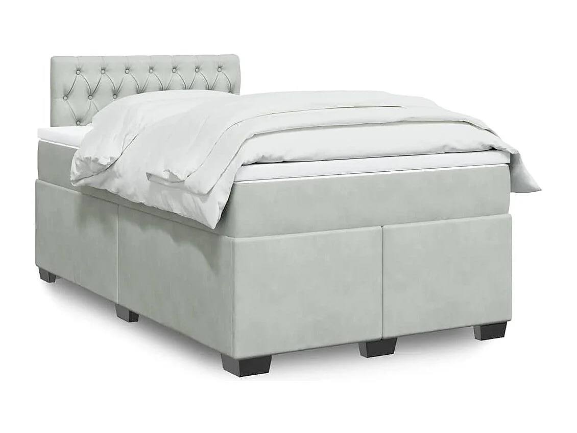 Giroletto a Molle con Materasso Grigio Chiaro 120x190cm Velluto