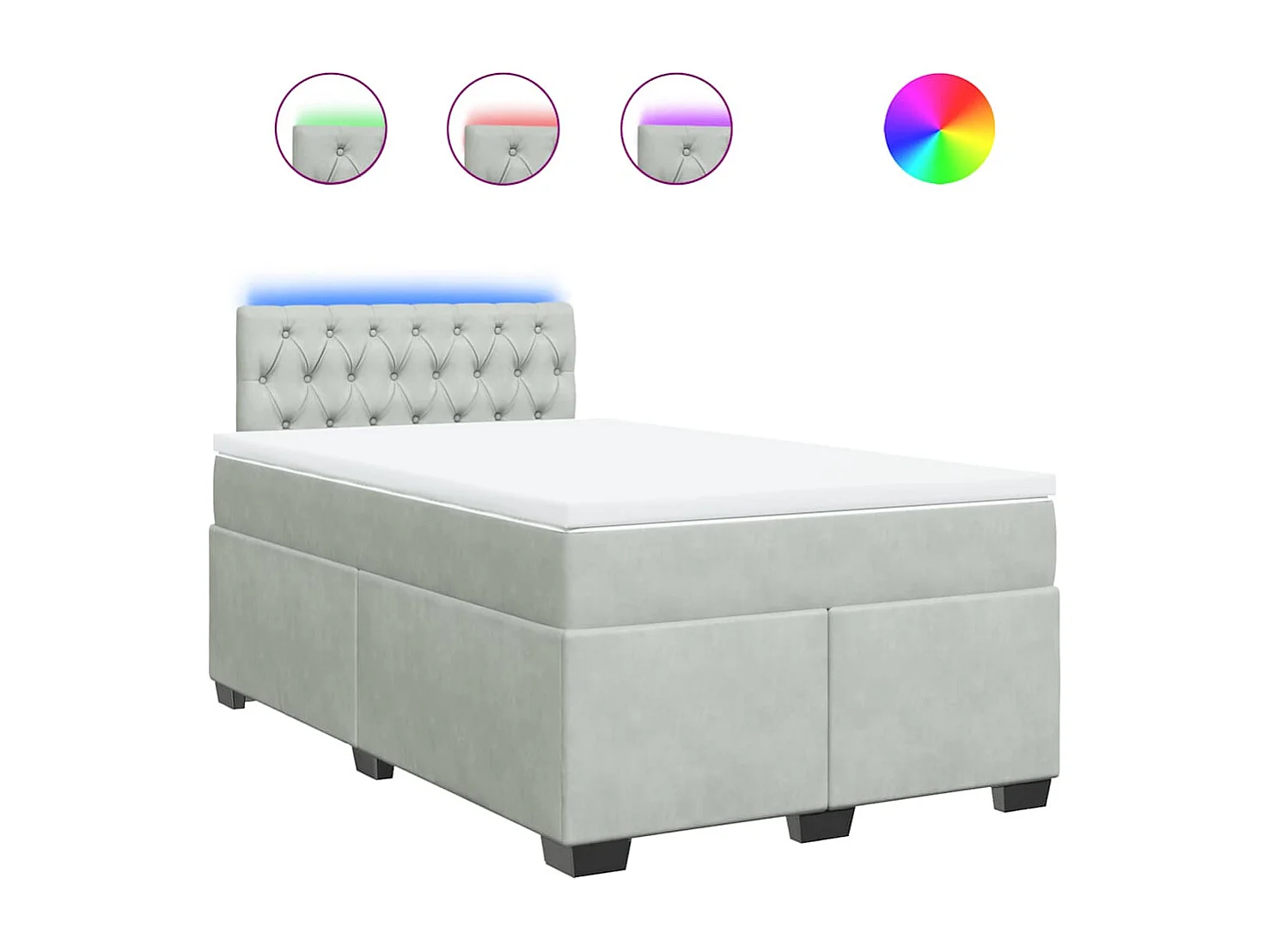 Giroletto a Molle con Materasso Grigio Chiaro 120x190cm Velluto