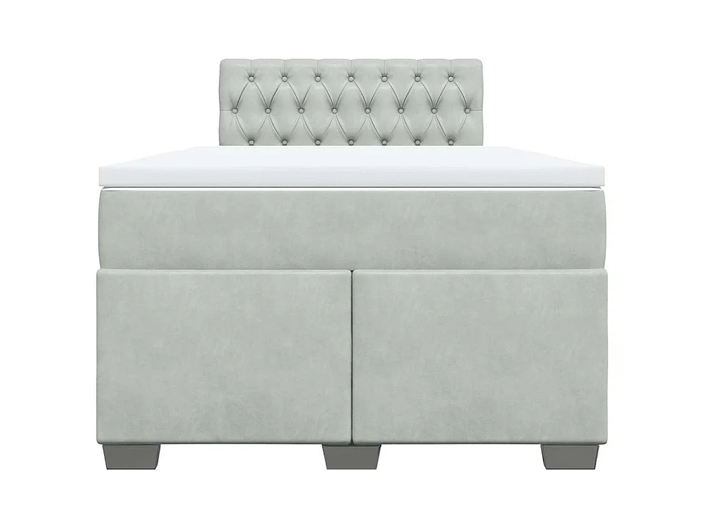Cama box spring con colchón terciopelo gris claro 120x190 cm