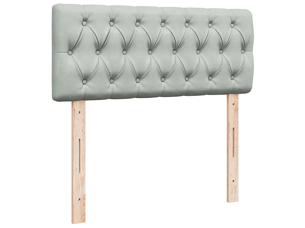 Cama box spring con colchón terciopelo gris claro 120x190 cm