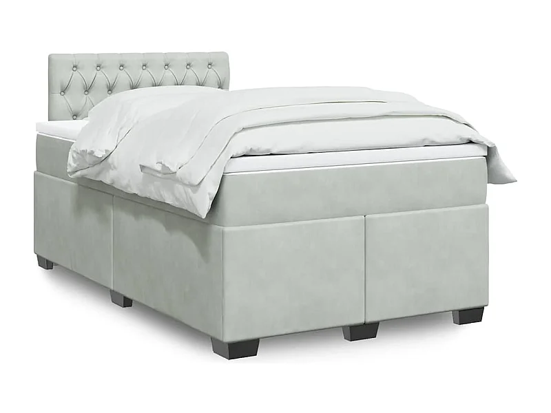 Boxspring met matras fluweel lichtgrijs 120x190 cm