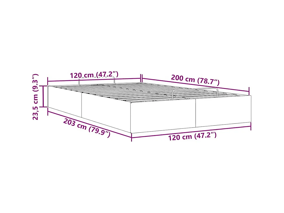 Estructura de cama otomana sin colchón negro 120x200 cm