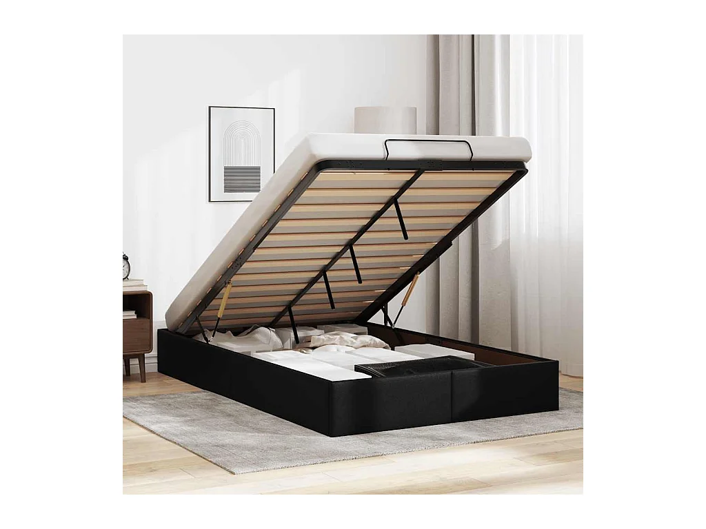 Cadre de lit ottoman sans matelas noir 120x200 cm similicuir