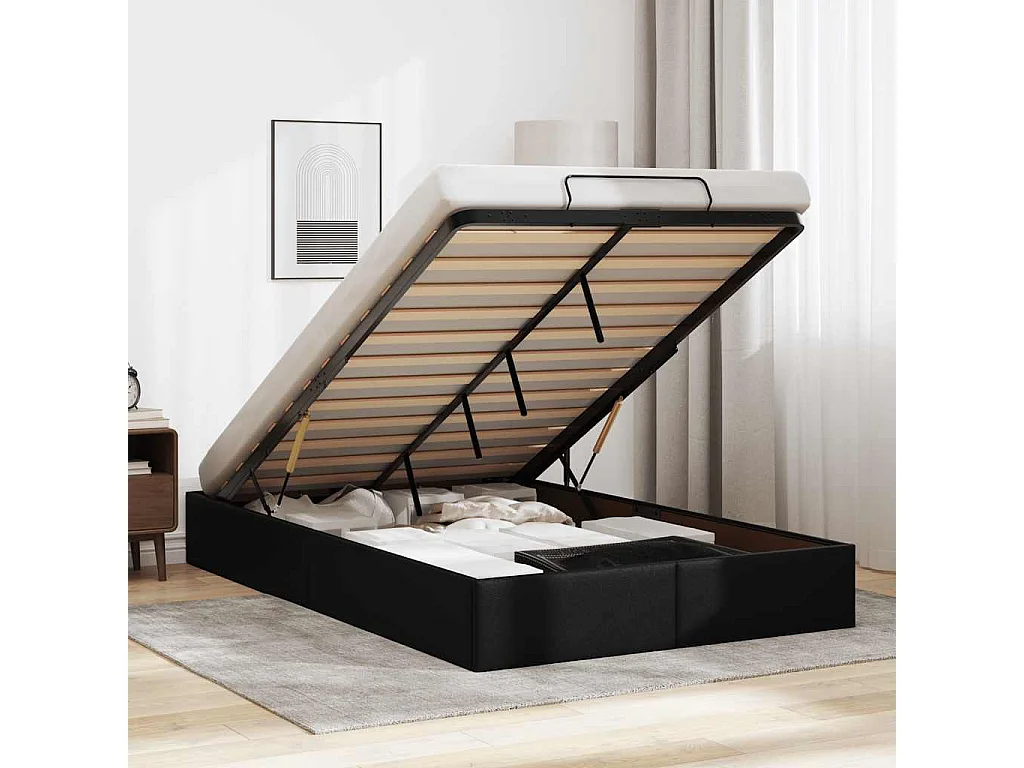 Estrutura de cama otomana sem colchão 120x200 cm preto