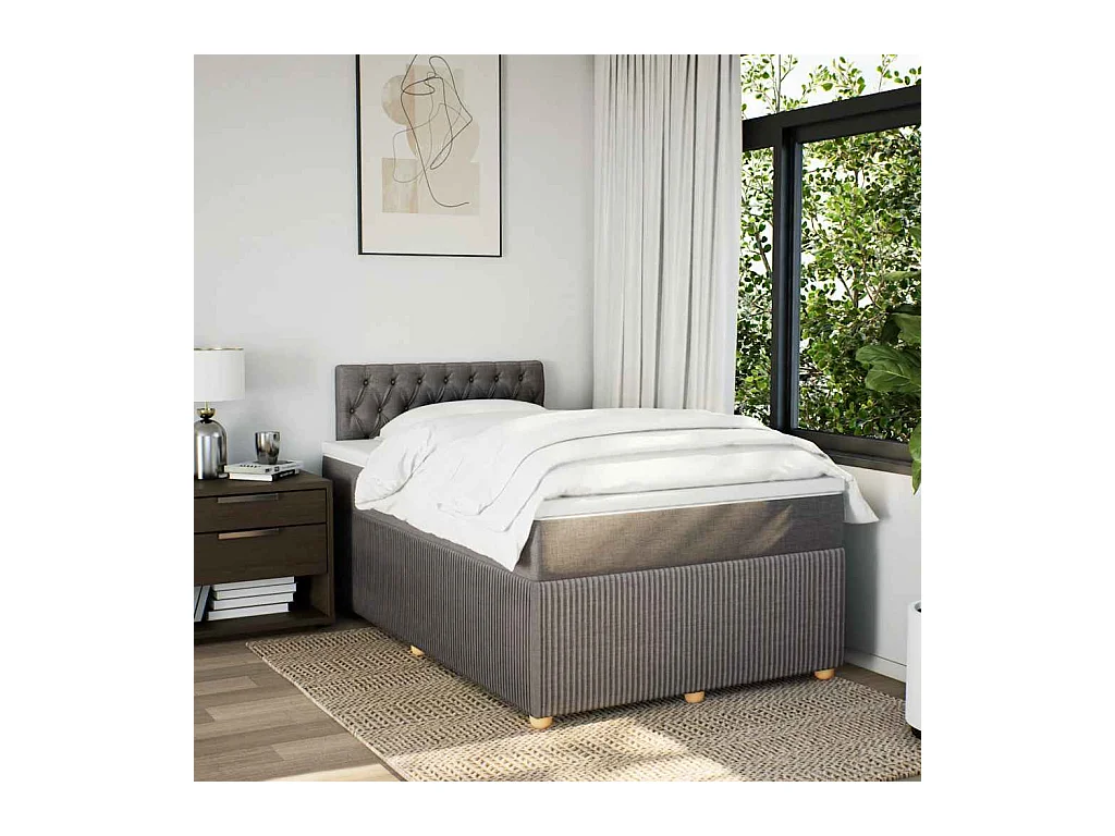 Sommier à lattes de lit avec matelas Taupe 120x200 cm Tissu