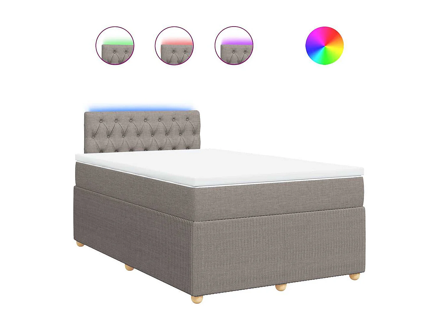 Sommier à lattes de lit avec matelas Taupe 120x200 cm Tissu