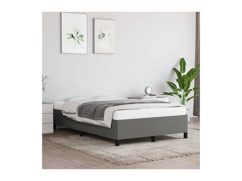 Estrutura de cama sem colchão 120x200 cm tecido cinzento-escuro