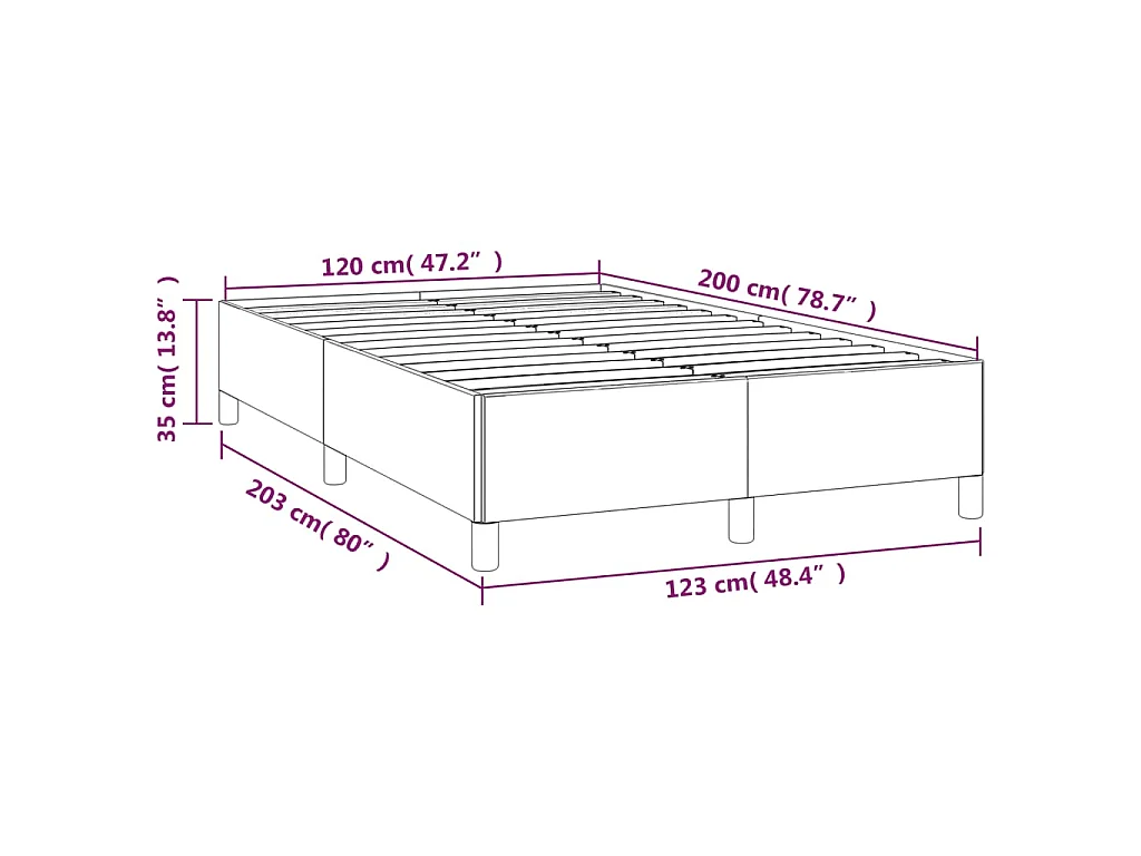 Bedframe zonder matras 120x200 cm stof donkergrijs