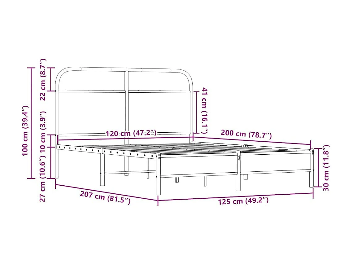 Cadre de lit sans matelas 120x200 cm chêne sonoma