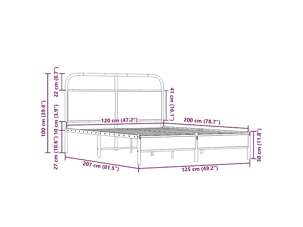 Cadre de lit sans matelas 120x200 cm chêne sonoma