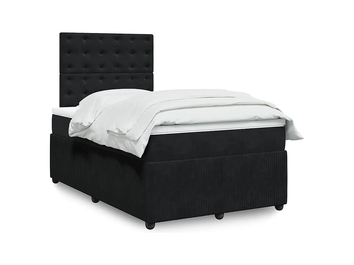 Giroletto a Molle con Materasso Nero 120x190 cm in Velluto