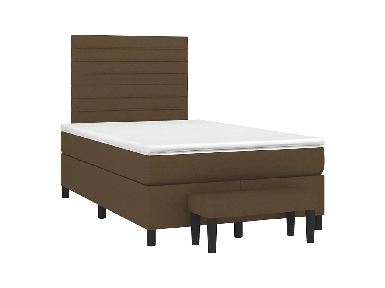 Sommier à lattes de lit et matelas marron foncé 120x190cm tissu