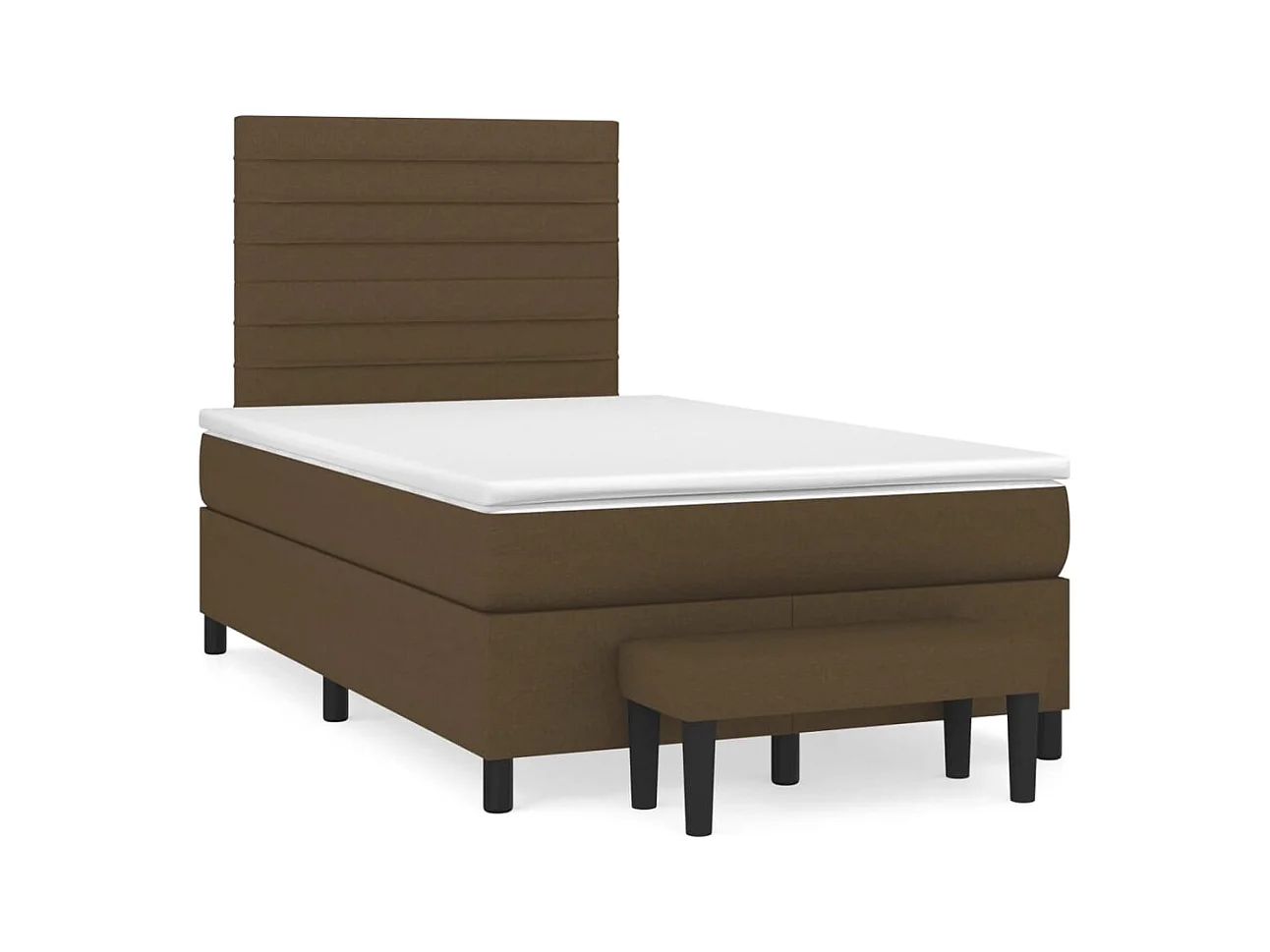 Sommier à lattes de lit et matelas marron foncé 120x190cm tissu