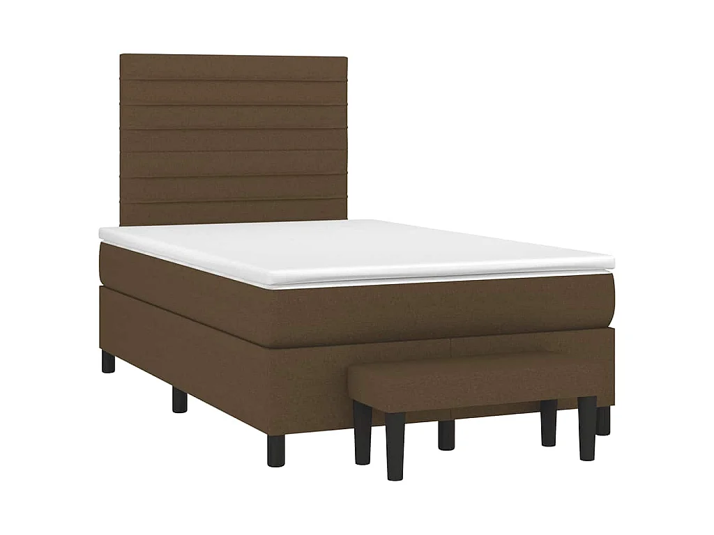 Sommier à lattes de lit et matelas marron foncé 120x190cm tissu