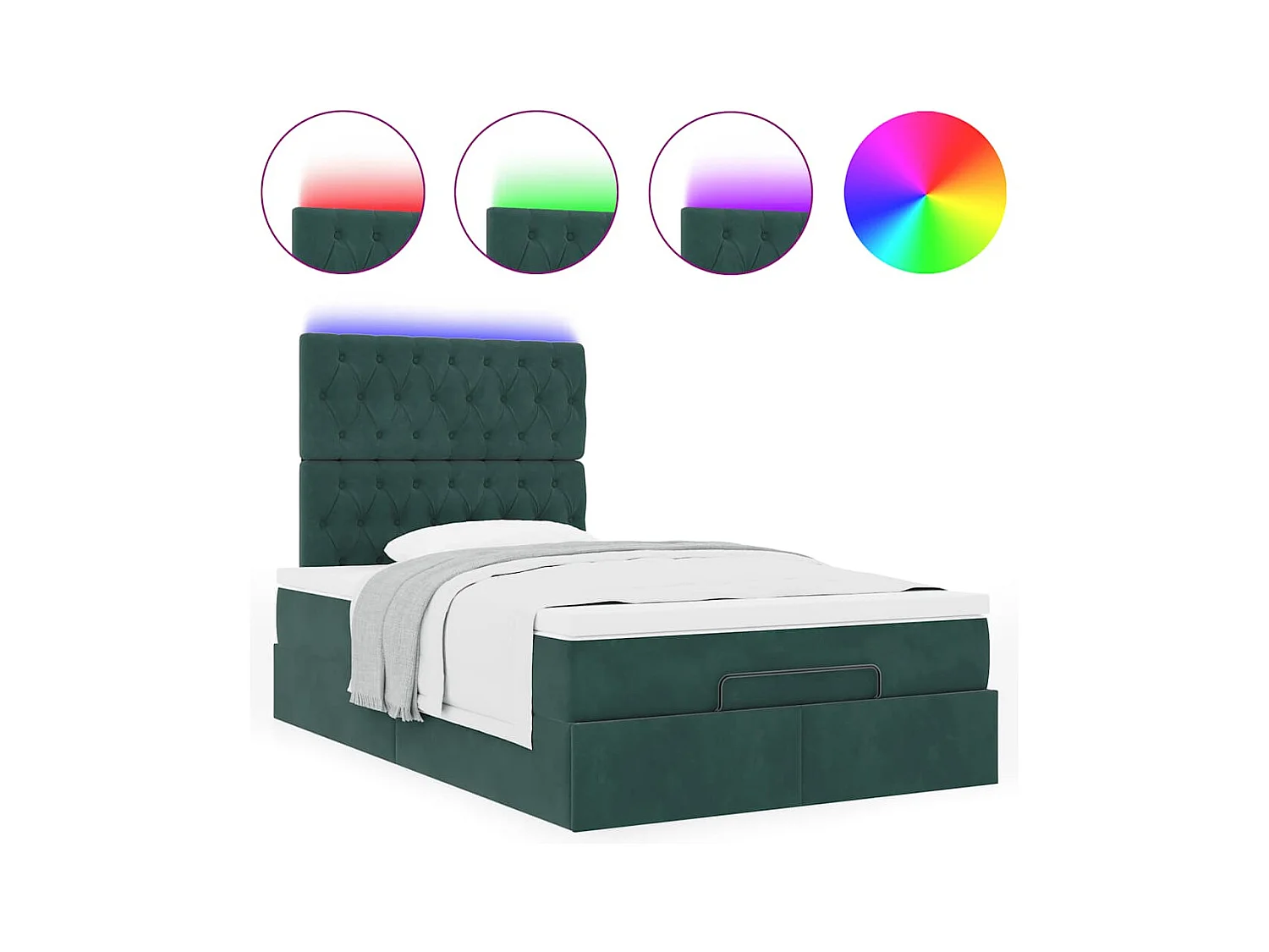 Cadre de lit ottoman avec matelas vert foncé 120x200 cm velours