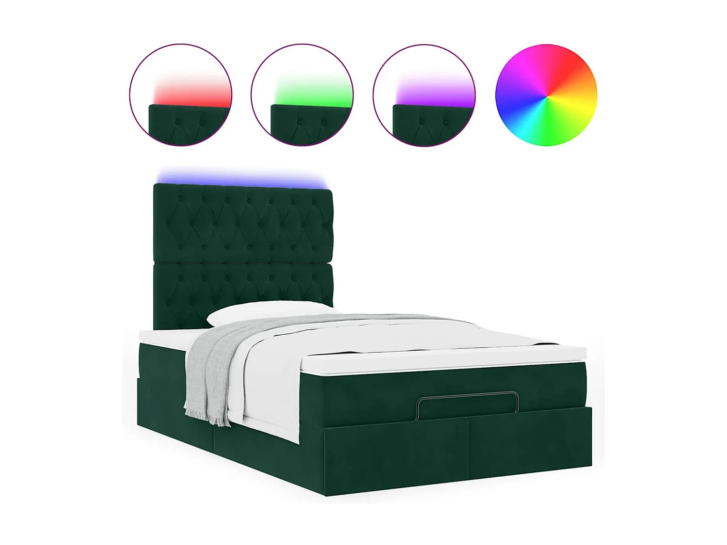 Cadre de lit ottoman avec matelas vert foncé 120x200 cm velours