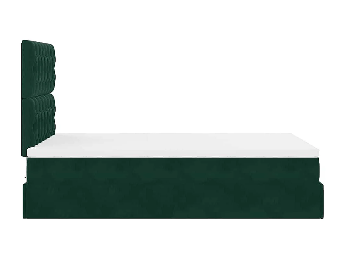Cadre de lit ottoman avec matelas vert foncé 120x200 cm velours