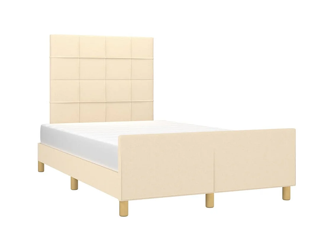 Cadre de lit sans matelas crème 120x190 cm tissu