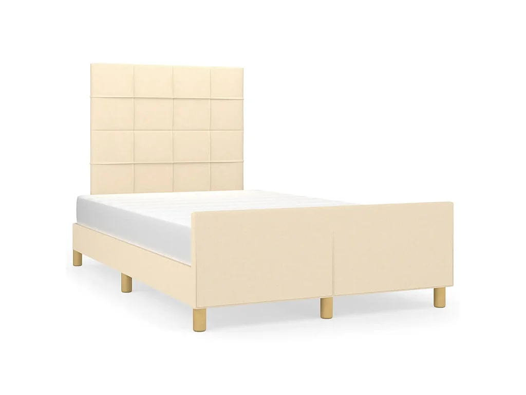 Cadre de lit sans matelas crème 120x190 cm tissu