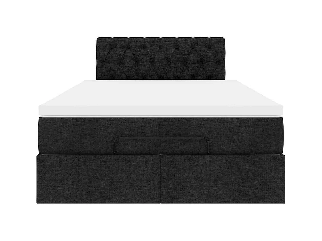 Lit ottoman avec matelas noir 120x190 cm tissu