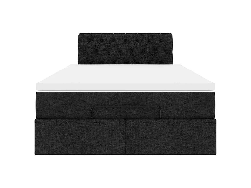 Lit ottoman avec matelas noir 120x190 cm tissu