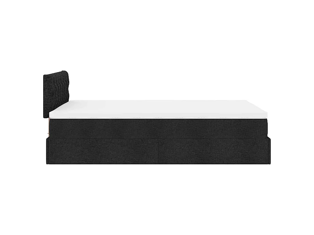Lit ottoman avec matelas noir 120x190 cm tissu