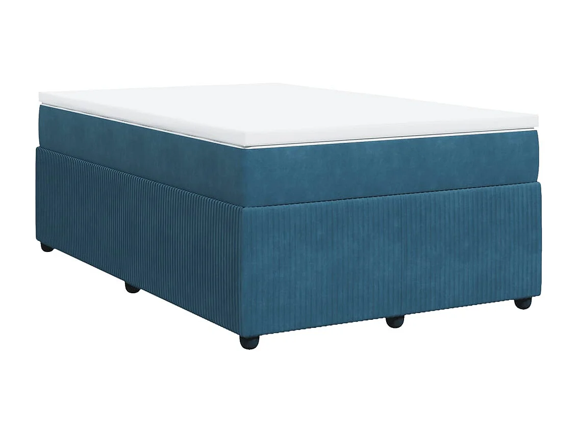 Cama boxspring com colchão 120x200 cm veludo azul-escuro