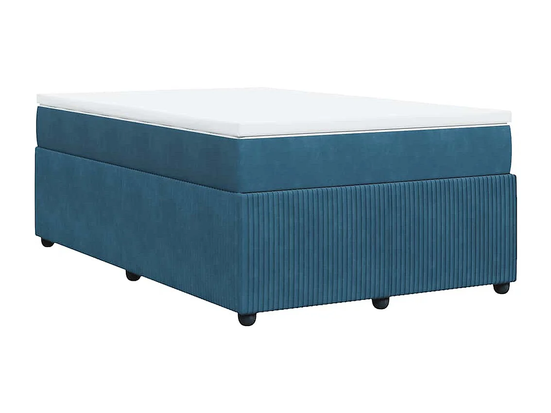 Cama boxspring com colchão 120x200 cm veludo azul-escuro