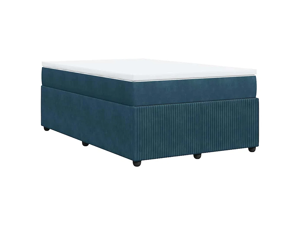 Boxspring met matras fluweel donkerblauw 120x200 cm