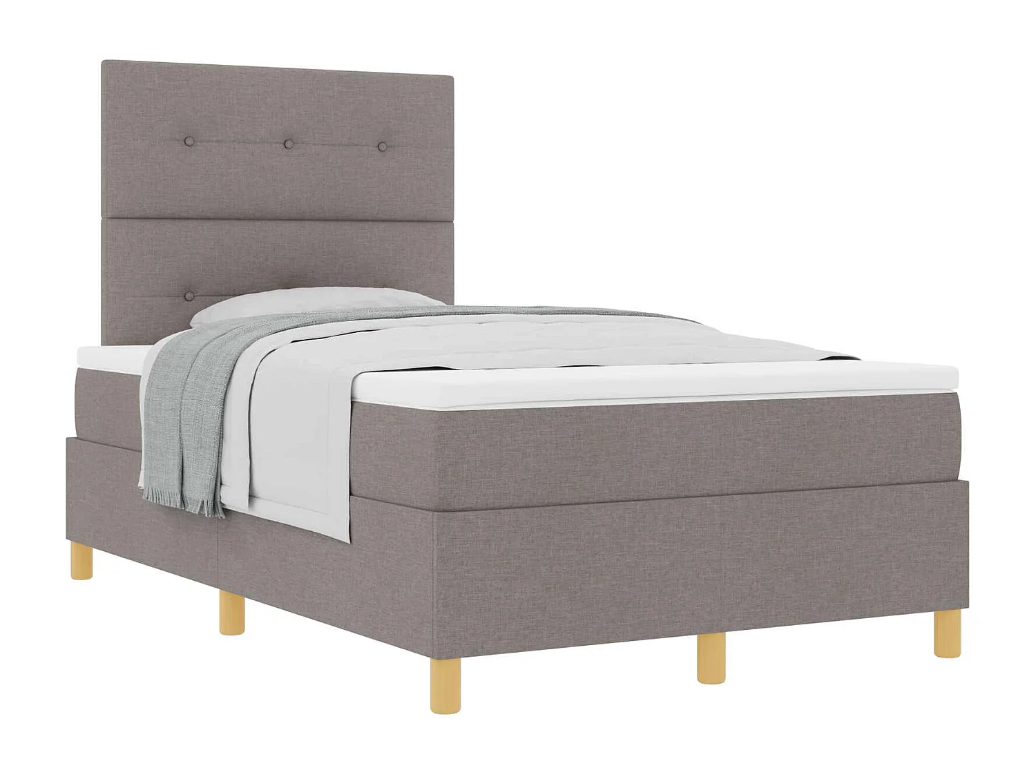Lit à ressorts avec matelas Taupe 120 x 200 cm tissu