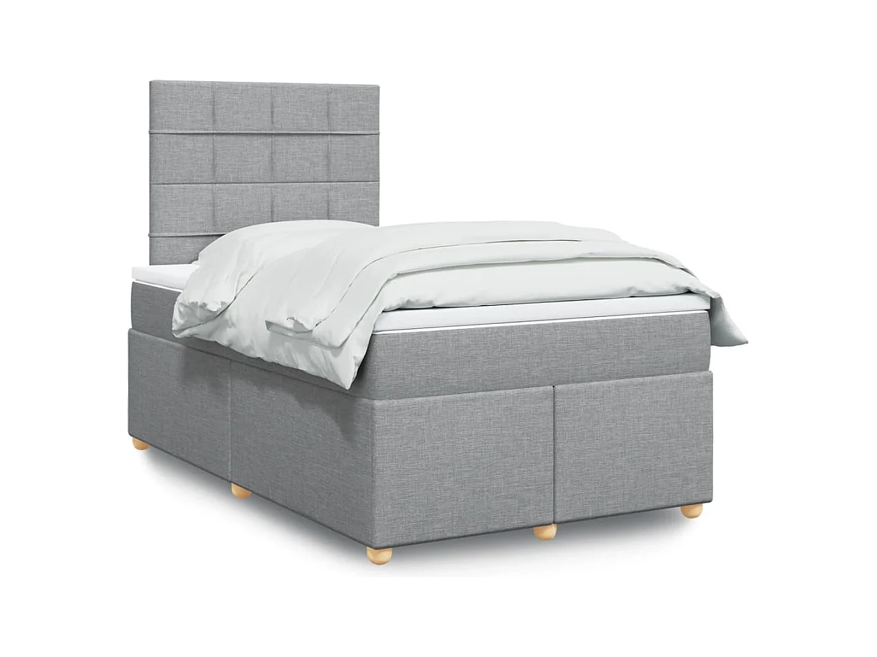 Sommier à lattes de lit et matelas gris clair 120x190 cm tissu