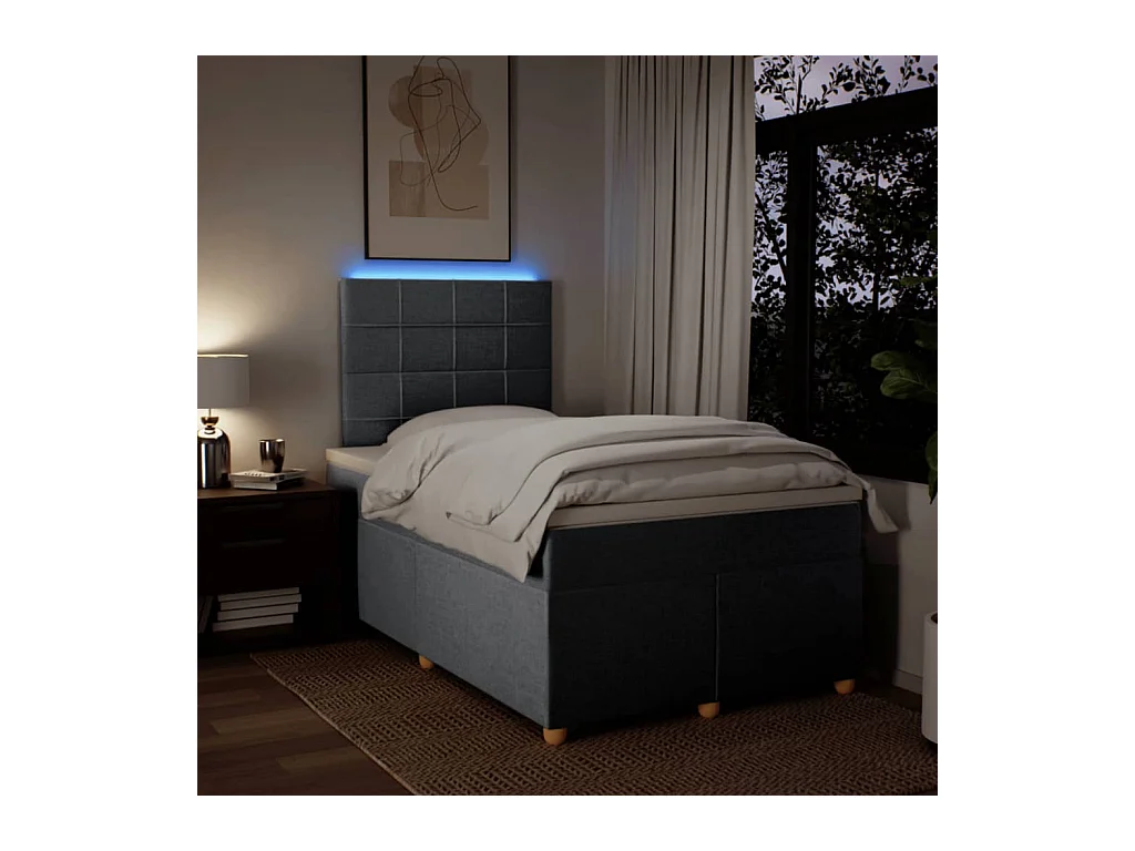 Sommier à lattes de lit et matelas gris clair 120x190 cm tissu