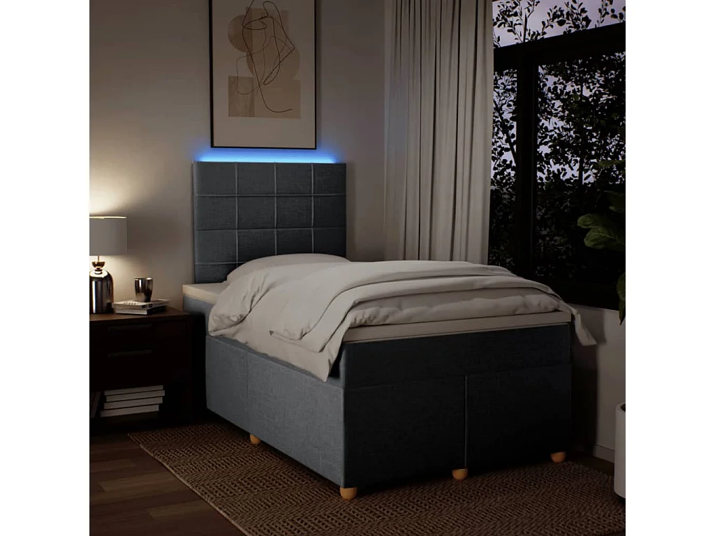 Cama boxspring com colchão 120x190 cm tecido cinzento-claro