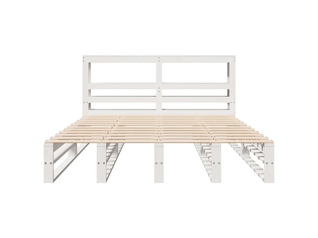 Giroletto con Testiera Bianco 120x200 cm Legno Massello di Pino