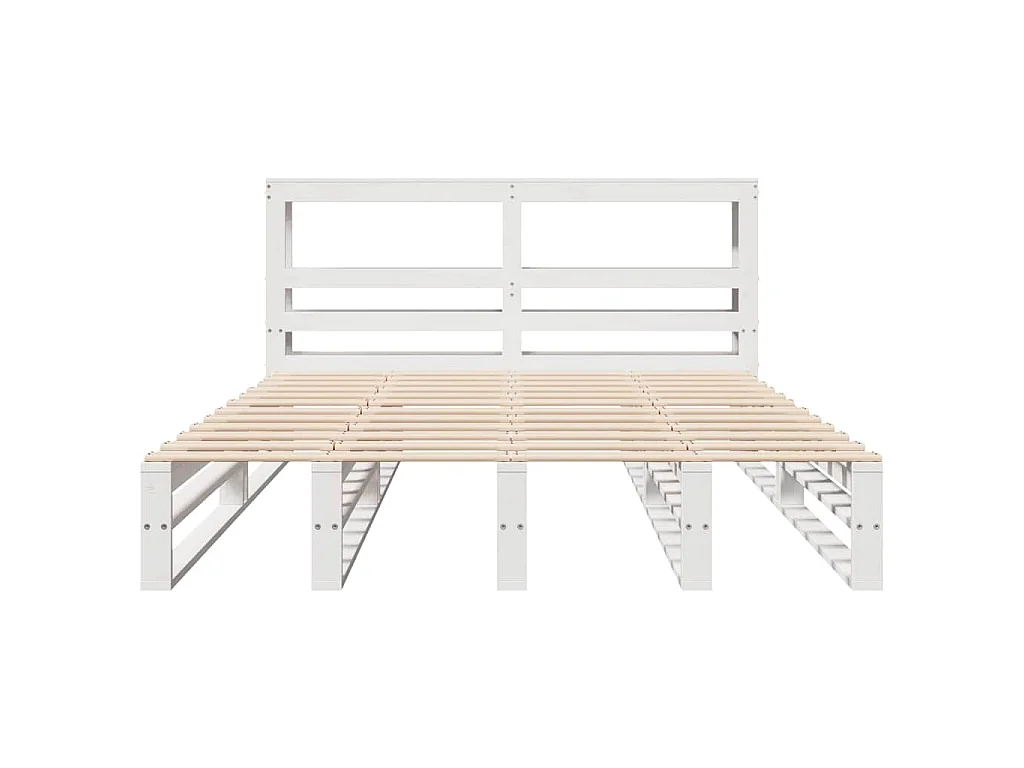 Bedframe zonder matras massief grenenhout wit 120x200 cm