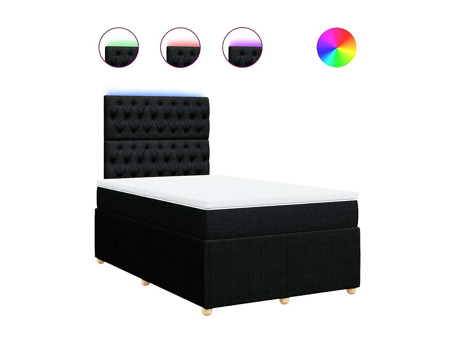 Boxspringbett mit Matratze Schwarz 120x200 cm Stoff