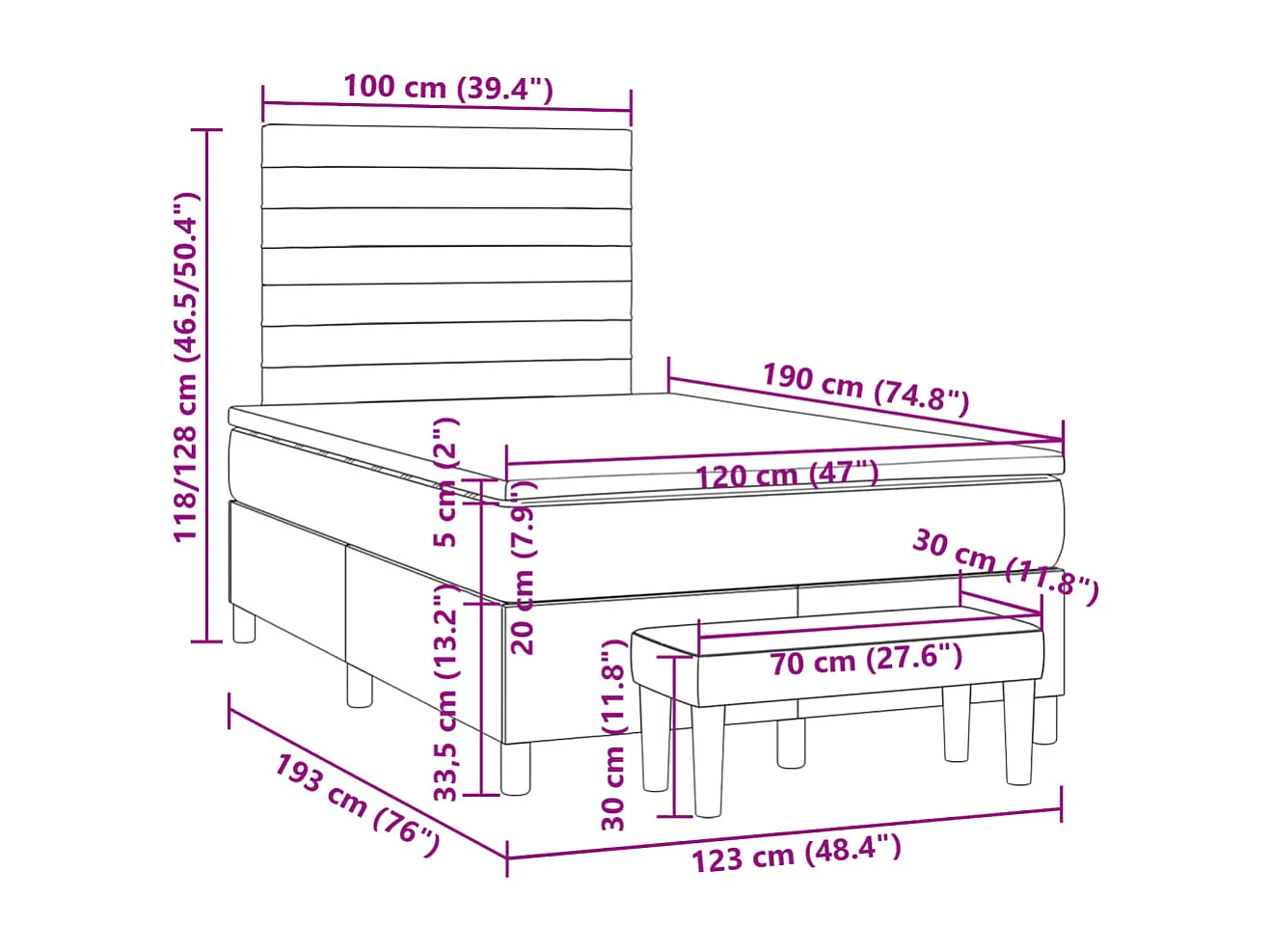 Sommier à lattes de lit avec matelas taupe 120x190 cm tissu