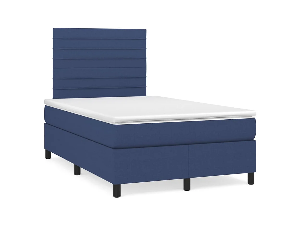 Sommier à lattes de lit matelas et LED bleu 120x190 cm tissu