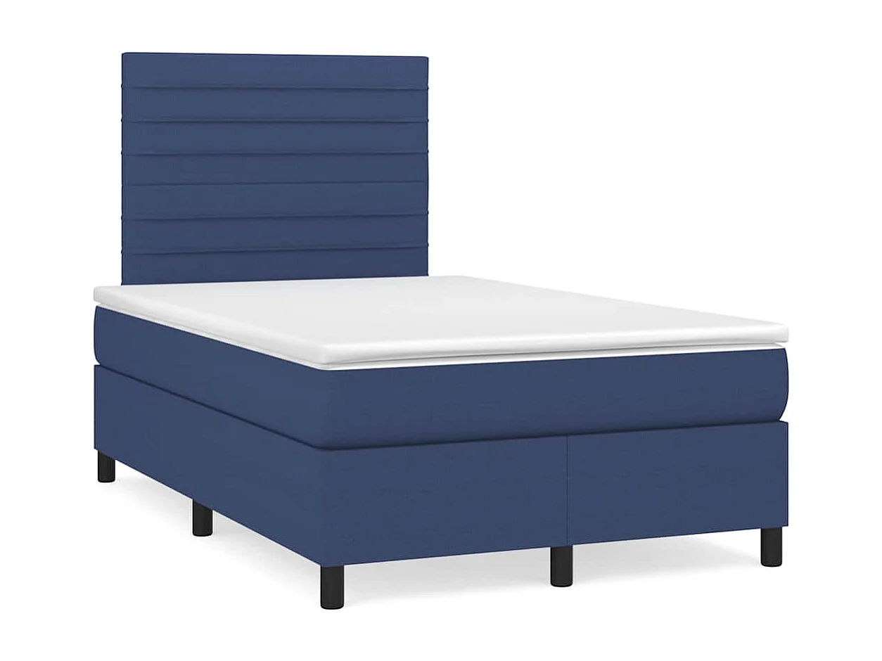 Sommier à lattes de lit matelas et LED bleu 120x190 cm tissu