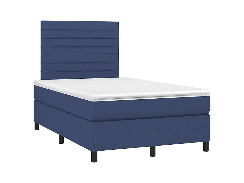 Letto a Molle con Materasso e LED Blu 120x190 cm in Tessuto