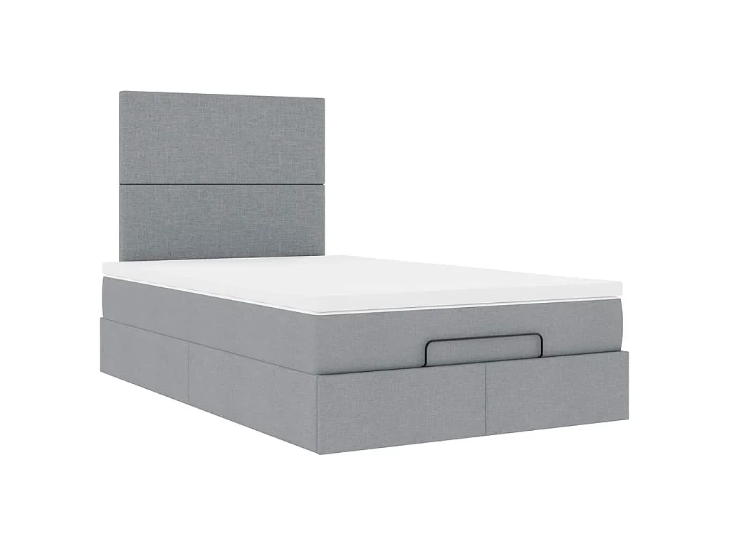 Ottoman bed met matras en LED's 120x190 cm stof lichtgrijs