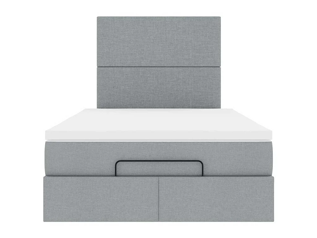 Ottoman bed met matras en LED's 120x190 cm stof lichtgrijs