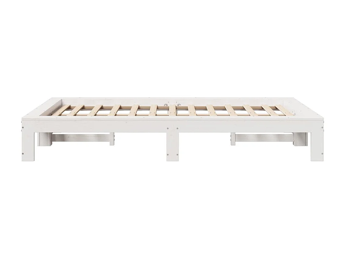 Bedframe zonder matras massief grenenhout wit 120x200 cm